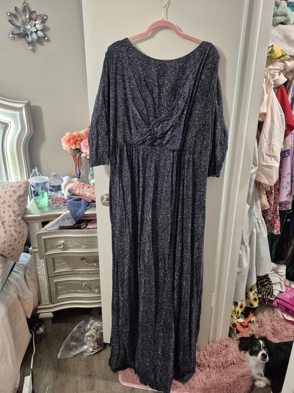 eshakti Navy Maxi Dress with Twist Front
